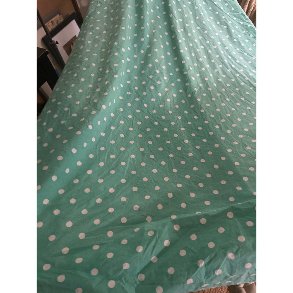 PBteen Pottery Barn Teal Polka Dot Organic Cotton Full Sheet Set No Pillowcases - Picture 2 of 4